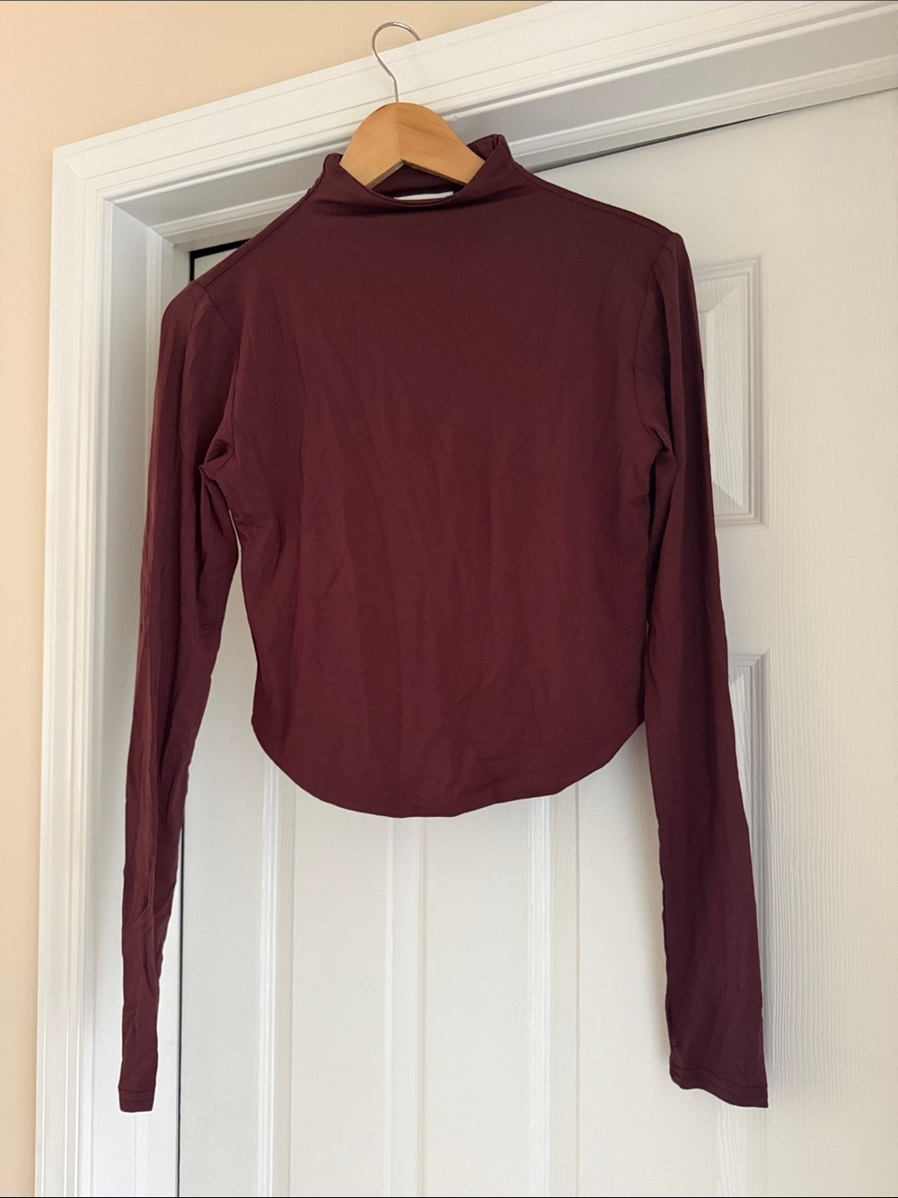 Meshki Burgundy Mock Neck Long Sleeve Top